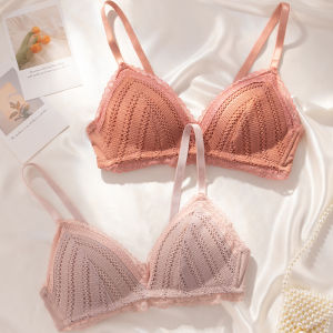 Non-Wire Bra ลูกไม้ยกทรงตัวบางชุดชั้นในสตรี ปรับ Breathable สบาย Bra