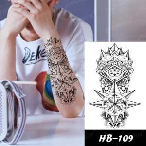 Tato Temporer Tattoo Tatto Temporary Tahan Air Sementara Anti Air Seri HB-109 Motif Bintang PURBA Kuno