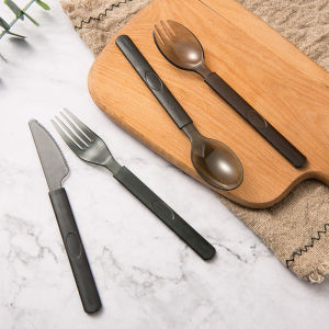 10PCS THICK Independent packing Disposable tableware Spoon Fork Knife Party Use Pisau Garpu Sudu Buffet Cutlery 67