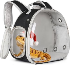 Guinea Pig Backpack Carrier Bearded Dragon Carrier Backpack with Clear Bubble WindowSmall Animal Travel Backpack for Hedgehog Rat ParrotRabbitSugar GliderAirline Approved(Black Backpack)
