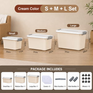 IMUTO Plastic Storage Box Baby Clothes Large Capacity Snacks Storage Organizer with Lid and Handle