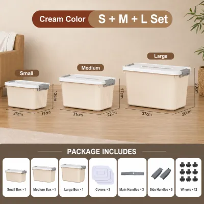 IMUTO Plastic Storage Box Baby Clothes Large Capacity Snacks Storage Organizer with Lid and Handle