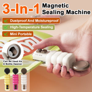 【3-in-1 Magnetic Sealing】Home Mini Portable Small Snack Sealer Food Preserver Compact Kitchen Tool for Chips Nuts Coffee