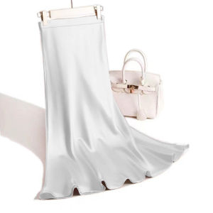 Light Luxury Silk Smooth Acetic Acid Satin Half Skirt for Women Summer New Slimming Mid Length Fishtail Skirt