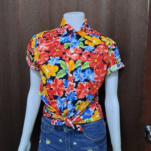 เสื้อเชิ้ตลายดอก2024เสื้อสงกรานต์เสื้อเชิ้ตลายดอกไม้พื้นดำปี2567ลายใหม่ลายสวยผ้าดีใส่สบาย