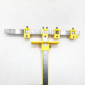 AumoPro 1PC Cabinet Hardware Jig Tool - Wood Drilling Dowelling Guide for Installation of Handles Knobs on Doors and Drawer - Adjustable Punch Locator Drill Template Guide