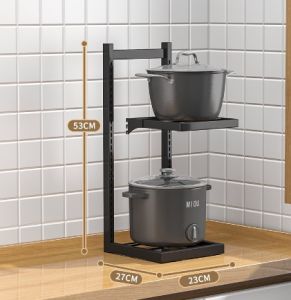 2/3/4 Tier Kitchen Pan Organizer Pot Rack Adjustable Under Sink Countertop Multipurpose Rack