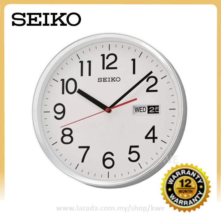 100 ORIGINAL SEIKO Day Date Calendar Analogue Silver Black Wall