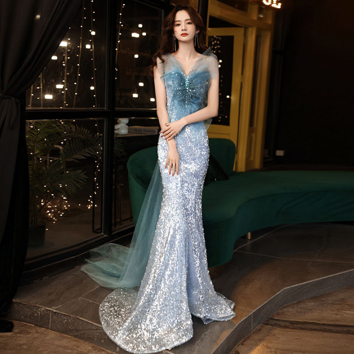 Evening Dress Women Cocktail Elegant Annual Meeting Long Fishtail Sexy Dress main image 1