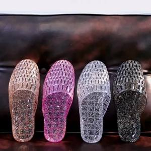 [Free Shipping] New Summer Crystal Slippers for Women Flat Closed-Toe Non-Slip for Home Indoor Bathroom Bathing Slip-On Womens Slippers