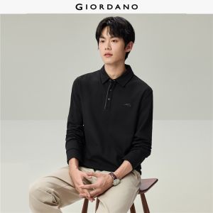 Giordano Beau Monde Men Horse embroidery long sleeve pique polo shirt Free Shipping 13016603