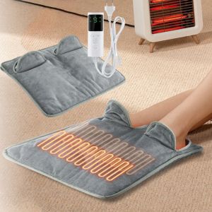 ASHANTIE Washable Electric Heating Foot Pad Plush Adjustable Settings Electric Foot Warmer Portable Foldable Foot Warming Mat Winter