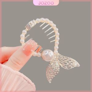 Jozoo Pearl Butterfly Flower Mermaid Tassel Hair Bun Buckle Hairpin Bud Clip High Ponytail Buckle