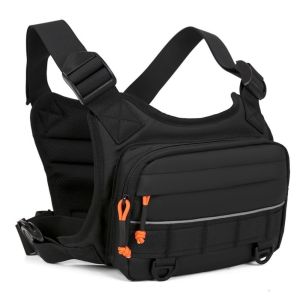 LRB81 with Webbing Chest Rig Oxford Cloth Reflective Line Motorcycle Vest Pack Waterproof Chest Pouch Compact Structure Wilderness Front Bag Motorbike Riding