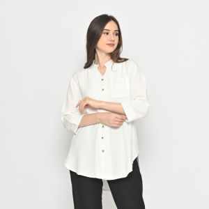 QUEENTIN Kemeja Casual Wanita 0084 Katun Rayon Polos Premium Lengan Panjang