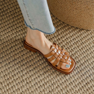 Vintage Roman-Style WomenS Flat Sandals For Summer Outdoor Wear Made Of Ultra-Fine Soft Leather