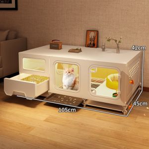 GREENPETS Cat Cage Villa with Toilet Indoor Small Apartment Cat House Set One Room One Bathroom One Living Room Cat Shelter