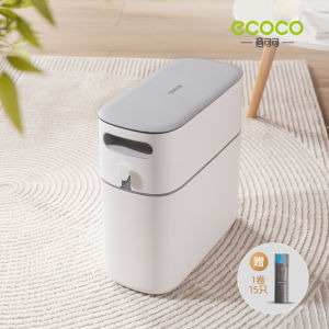 Thùng rác thông minh 12L ECOCO nắp kín tự động đóng gói 2244 | Thùng đựng rác nhà vệ sinhnhà bếp cho không gian hẹp mới