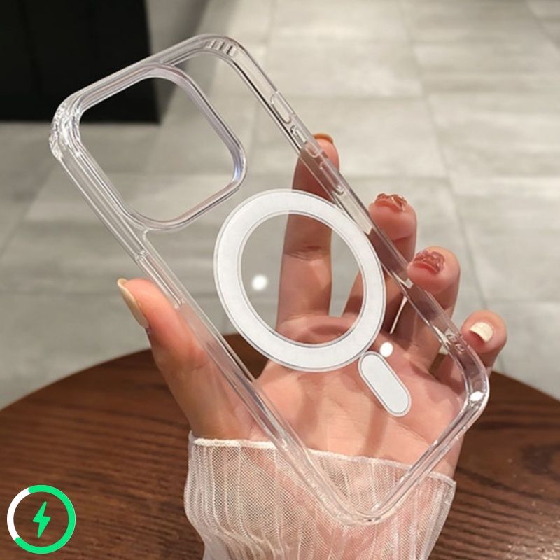 For IPhone 16 15 14 13 12 11 Pro X Xr Xs Max 7 8 Plus Shock Proof Magnetic Transparent Case PC Hard Phone_voghion.com