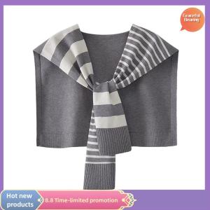 Graceful New Match Black And White Knitted Striped All-Matching Fashion Decoration Website Red Plus-Sized Neck Protection Shoulder Shawl