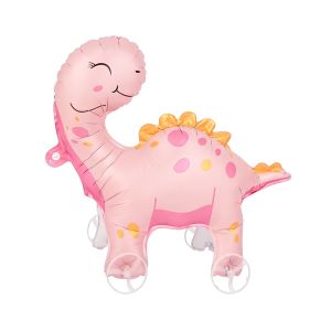 MIRELAE Drawing Foil 4D Dinosaur Balloons With Wheels Movable Design Animals Walking Balloon Girls Birthday Animal Balloon Foil Balloons With Wheel Kids Birthday Party