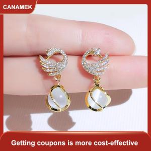 【CANAMEK 】 Fashion Sparkling Swan Crystal Swan Drop Pendant Earrings Women Exquisite Sweet Temperament Girls Jewelry