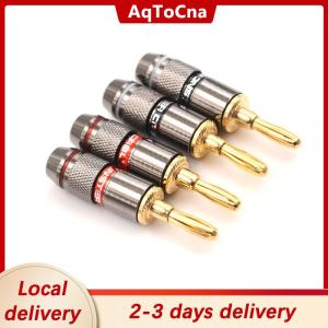 [COD] AqToCna Ship within 24 hours 4pcs Gold Plated BFA 4mm Banana Plug Male Speaker Connector Adapter