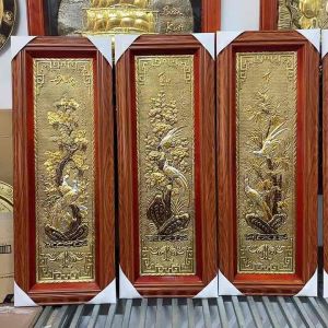 Tranh xuân hạ thu đông bằng đồng kích cỡ 40cm x1m1