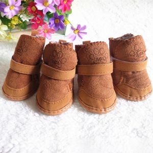 ER52858 4 pcs/set Antiskid Autumn Winter Outdoor for Small Dog Cats Dog Supplies Dog Snow Boots Skidproof Sneakers Pet Shoes