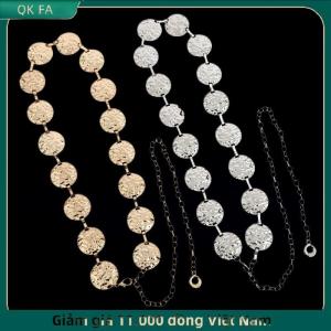 QK FA ✨ Kim loại Vàng Bạc Chuỗi vành đai hình học Vòng Wafer có thể điều chỉnh Phụ Nữ Eo chuỗi váy áo sơ mi phụ kiện trang trí