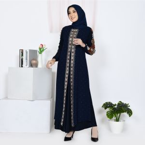 Abiyyuco TA9043 | Gamis Abaya Turki Hitam Busui Turkey Warna Turki Mewah Elegan Bahan Jersey mix Ceruty