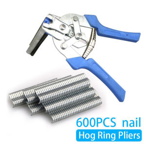 Pigpen Pliers + 600 Pieces M Nail Pliers Fences Fences Wire Rings Gabion Nets Poultry Cages Installation Pliers Tools Clips Crimp Weld Repair Tools
