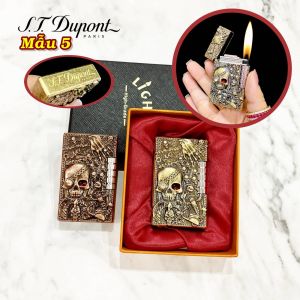 bật lửa dupont hình đầu lêu khắc nổi - xài gas