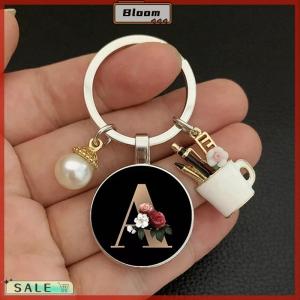 Follow Get New[Bloom Z] A-Z Letters Elegant Imitation Key Chain Charm 26 Letters Key Ring