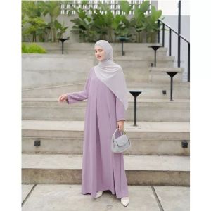 BASIC ABAYA GAMIS MECCA POLOS BAHAN CRINKLE AIRFLOW GAMIS PUTIH GAMIS HOMEDRESS BUSUI