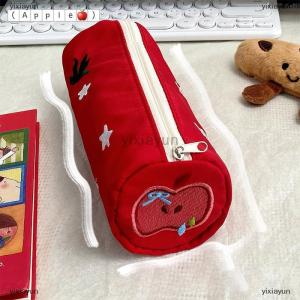 [COD] yixiayun Cute Red Apple Embroidered Star Pencil Case Cartoon Portable Cosmetic Bag Pencil Bag Storage Bag Stationery Pouch Student Gifts
