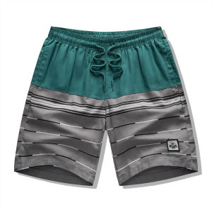 8207#Mga naka-istilong may guhit na kulay ng tag-init na katugma ng multi-pocket na xiu xian shi shang duan ku Cotton Menswear