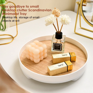 Nordic Style Round Wooden Tray Countertop Storage Tray Dressing Table Tray Storage
