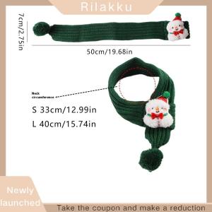 Rilakku Cartoon Pets Christmas Scarf Hat Warm Knitted Costume Cute Deer Snowman Christmas Tree Knitted Scarf Pet Dress Up Supplies