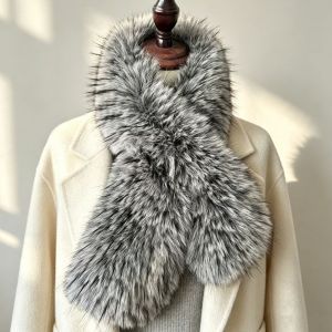 OWNNEW Bảo vệ cổ Khăn quàng cổ lông thú Đậm đặc Giữ ấm Khăn lông thú Mềm mại Khăn quàng chéo Mùa đông