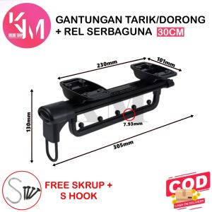 Rak Dapur Lemari Tarik Dorong dengan Rel Serbaguna Kitchen Rack Bumbu Gantung 30cm dan 40cm dengan cat coating anti panas dan anti karat