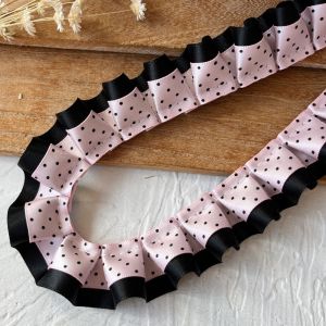 OUREAL DIY Pleated Ribbon Trim Ruffle Trim 2M Decor Clothing Trim Vintage Collar Cuff Trim Double Layer Lace Ribbon Apparel Supplies