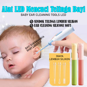 LED Baby Ear Wax Removal Tool with 3 Soft Silicone Replaceable Heads | Safe & Gentle for Infants & Kids | Ear Cleaner with Light for Night Use | Battery Included | Portable & Easy to Use for Newborn Toddler Children & Adults | Comfortable Experience