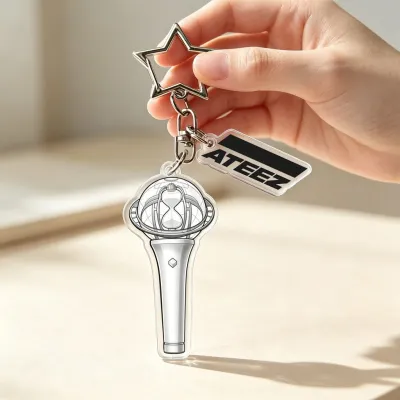 Kpop ATEEZ Lightstick Acrylic Keychain Set 2 Styles Kpop Merch Bag Pendant ATINY Fans Collectible Gift Accessories