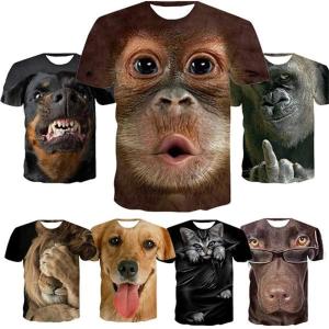 [Local Stock] Christmas Halloween Animals Face Printing T-shirts Childrens Cltohing Short Sleeve T shirts Casual Dog Cute Kids Tshirt Fashion Pajamas