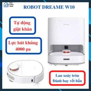 Robot Hút Bụi Lau Nhà DREAME BOT W10 bản quốc tế - Tự động giặt giẻ lau LỰC HÚT KHỦNG 4000 pa