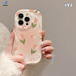 (Lokal Ready) Xinyu Casing hp Oppo A38 Oppo A18 A58 A78 A17 A16 A17K A15 A5S A5 A77s A31 A16S A52 A1K A95 A54 A57 A7 A12 A3S A16K A74 A53 A54S A1K F9 A11K Reno 8T Pasangan Hati Cinta Bunga Segar Tulip Tepi Melengkung Bergelombang 3D Soft Case