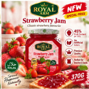 Royal Arm Fruit Jam 370g Halal | Mixed Fruit Pineapple & Strawberry | Halal / Buah Jam