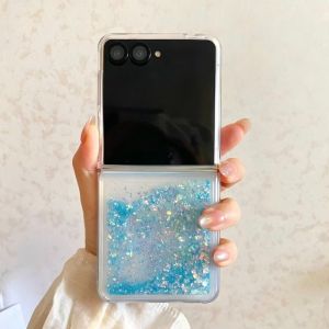 Luminous Glitter Quicksand Liquid Case for Samsung Z Flip 5 6 7 8 Shiny Sequins Sand Silicone Cover Fold Screen Protection Capas
