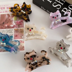 Stylish Cats Acetate Hair Claw Clip Unique Designs Womens Hair Accessory for Daily Outings and Casual Gatherings